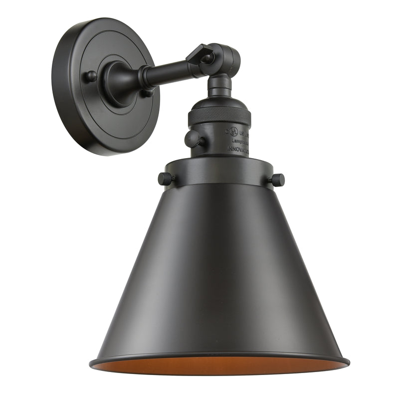 Innovations Lighting Appalachian 1 Light 8" Sconce With Switch 203SW-OB-M13-OB