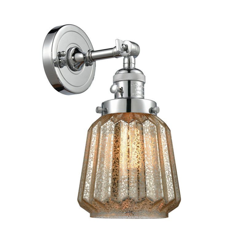 Innovations Lighting Chatham 1-100 watt 6 inch Polished Chrome Sconce Mercury Fluted glass 180 Degree Swivel High-Low-Off Switch 203SWPCG146