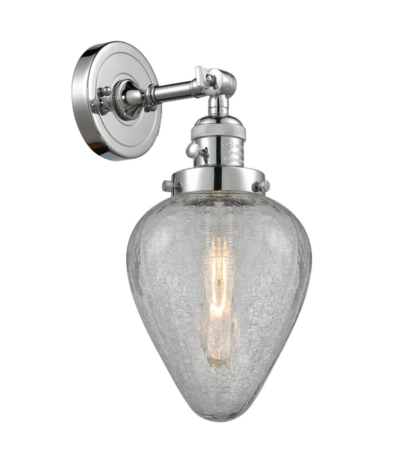 Innovations Lighting Geneseo 1-100 watt 6.5 inch Polished Chrome Sconce Clear Crackle glass 180 Degree Swivel High-Low-Off Switch 203SWPCG165