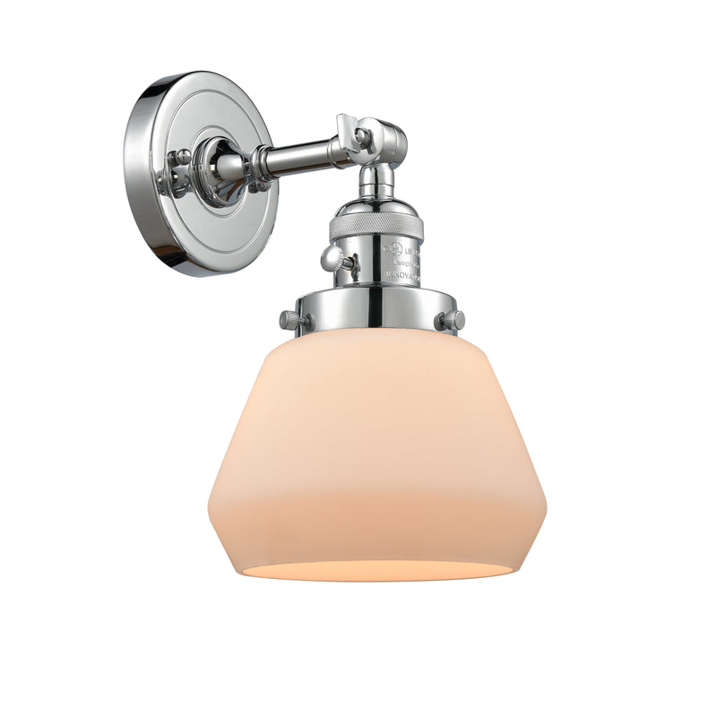 Innovations Lighting Fulton 1-100 watt 7 inch Polished Chrome Sconce Matte White Cased glass 180 Degree Swivel High-Low-Off Switch 203SWPCG171