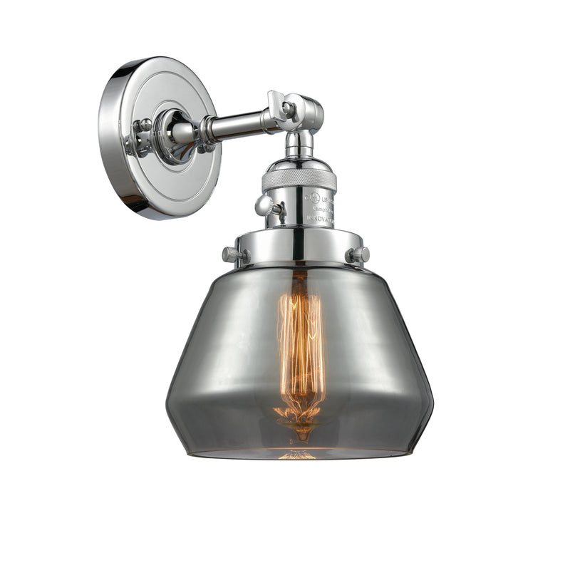 Innovations Lighting Fulton 1-100 watt 7 inch Polished Chrome Sconce  Smoked glass   180 Degree Adjustable Swivel High-Low-Off Switch 203SWPCG173