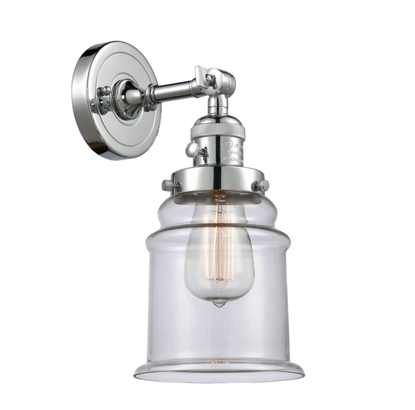 Innovations Lighting Canton 1-100 watt 6.5 inch Polished Chrome Sconce Clear glass  180 Degree Adjustable Swivel High-Low-Off 203SWPCG182