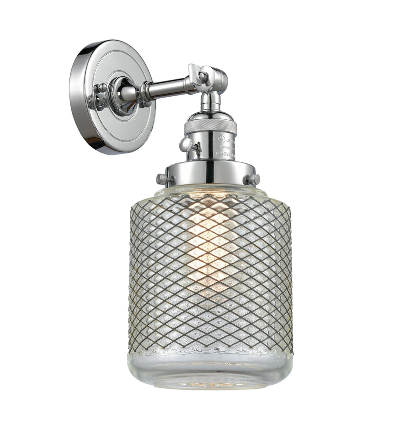 Innovations Lighting Stanton 1-100 watt 6 inch Polished Chrome Sconce Vintage Wire Mesh glass 180 Degree Swivel High-Low-Off Switch 203SWPCG262