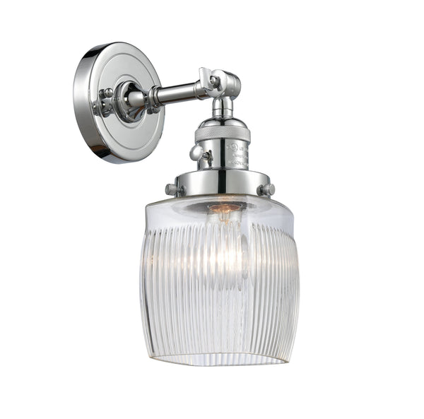 Innovations Lighting Colton 1-100 watt 5.5 inch Polished Chrome Sconce Thick Clear Halophane glass 180 Degree Swivel High-Low-Off Switch 203SWPCG302