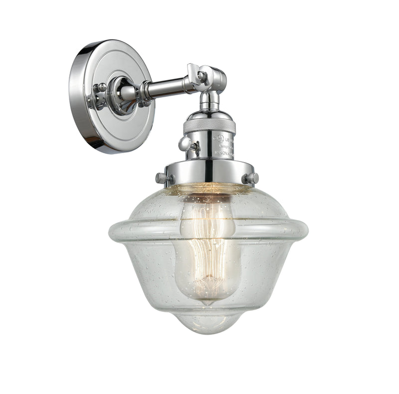 Innovations Lighting Small Oxford 1-100 watt 8 inch Polished Chrome Sconce  Seedy glass   180 Degree Adjustable Swivel High-Low-Off Switch 203SWPCG534