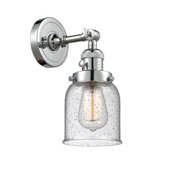 Innovations Lighting Small Bell 1-100 watt 5 inch Polished Chrome Sconce  Seedy glass   180 Degree Adjustable Swivel High-Low-Off Switch 203SWPCG54