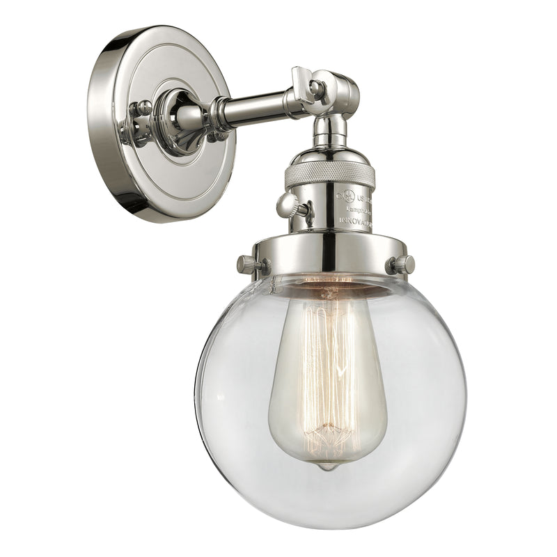 Innovations Lighting Beacon 1 Light 6" Sconce With Switch 203SW-PN-G202-6