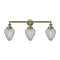 Geneseo Bath Vanity Light shown in the Antique Brass finish with a Clear Crackled shade