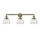 Fulton Bath Vanity Light shown in the Antique Brass finish with a Clear shade