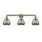 Fulton Bath Vanity Light shown in the Antique Brass finish with a Plated Smoke shade