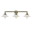 Halophane Bath Vanity Light shown in the Antique Brass finish with a Matte White Halophane shade