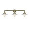 Halophane Bath Vanity Light shown in the Antique Brass finish with a Matte White Halophane shade