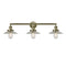 Halophane Bath Vanity Light shown in the Antique Brass finish with a Clear Halophane shade
