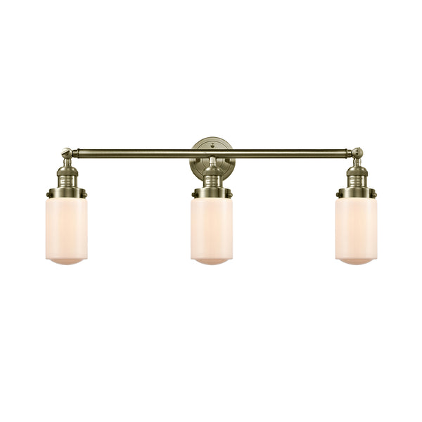 Dover Bath Vanity Light shown in the Antique Brass finish with a Matte White shade
