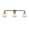 Olean Bath Vanity Light shown in the Antique Brass finish with a Matte White shade