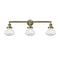 Olean Bath Vanity Light shown in the Antique Brass finish with a Clear shade