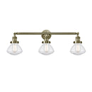 Olean Bath Vanity Light shown in the Antique Brass finish with a Seedy shade