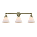 Cone Bath Vanity Light shown in the Antique Brass finish with a Matte White shade