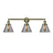 Cone Bath Vanity Light shown in the Antique Brass finish with a Plated Smoke shade