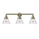 Cone Bath Vanity Light shown in the Antique Brass finish with a Seedy shade