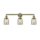 Bell Bath Vanity Light shown in the Antique Brass finish with a Silver Plated Mercury shade