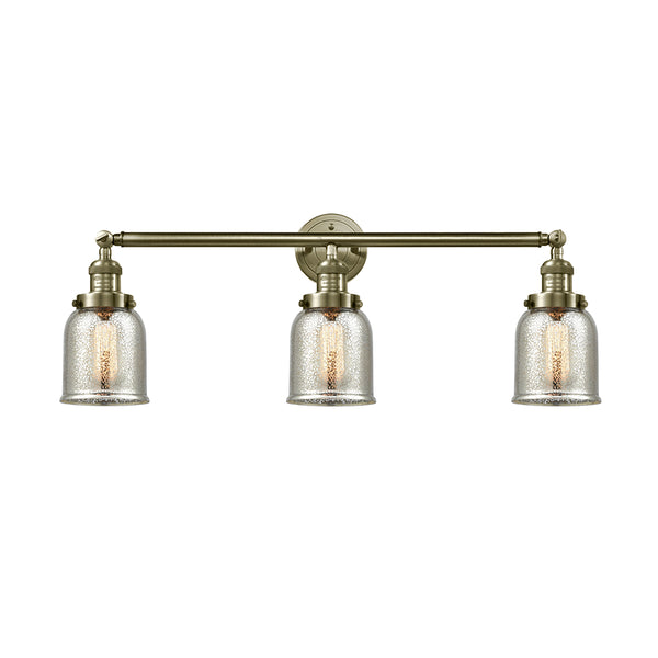 Bell Bath Vanity Light shown in the Antique Brass finish with a Silver Plated Mercury shade