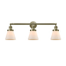 Cone Bath Vanity Light shown in the Antique Brass finish with a Matte White shade