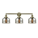 Bell Bath Vanity Light shown in the Antique Brass finish with a Silver Plated Mercury shade