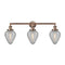 Geneseo Bath Vanity Light shown in the Antique Copper finish with a Clear Crackled shade