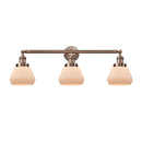 Fulton Bath Vanity Light shown in the Antique Copper finish with a Matte White shade