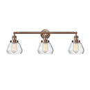 Fulton Bath Vanity Light shown in the Antique Copper finish with a Clear shade