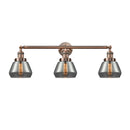 Fulton Bath Vanity Light shown in the Antique Copper finish with a Plated Smoke shade