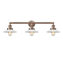 Halophane Bath Vanity Light shown in the Antique Copper finish with a Matte White Halophane shade