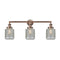 Stanton Bath Vanity Light shown in the Antique Copper finish with a Clear Wire Mesh shade