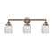 Colton Bath Vanity Light shown in the Antique Copper finish with a Clear Halophane shade