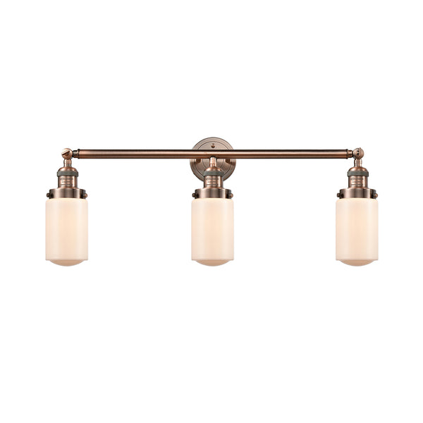 Dover Bath Vanity Light shown in the Antique Copper finish with a Matte White shade