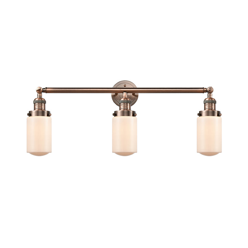 Dover Bath Vanity Light shown in the Antique Copper finish with a Matte White shade