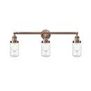Dover Bath Vanity Light shown in the Antique Copper finish with a Clear shade
