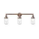 Dover Bath Vanity Light shown in the Antique Copper finish with a Seedy shade