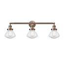 Olean Bath Vanity Light shown in the Antique Copper finish with a Seedy shade