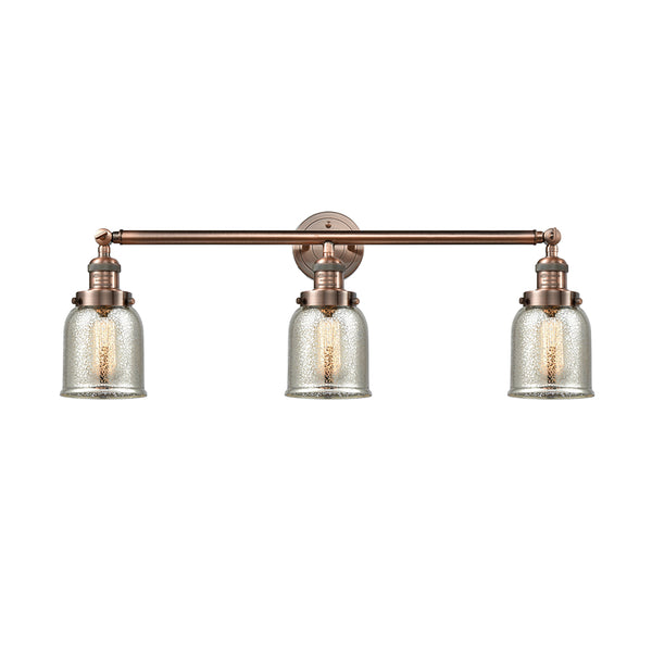 Bell Bath Vanity Light shown in the Antique Copper finish with a Silver Plated Mercury shade