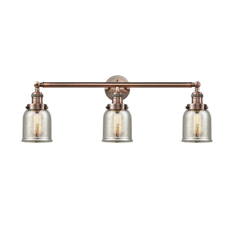 Bell Bath Vanity Light shown in the Antique Copper finish with a Silver Plated Mercury shade