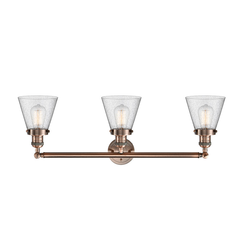 Innovations Lighting Small Cone 3 Light Bath Vanity Light Part Of The Franklin Restoration Collection 205-AC-G64