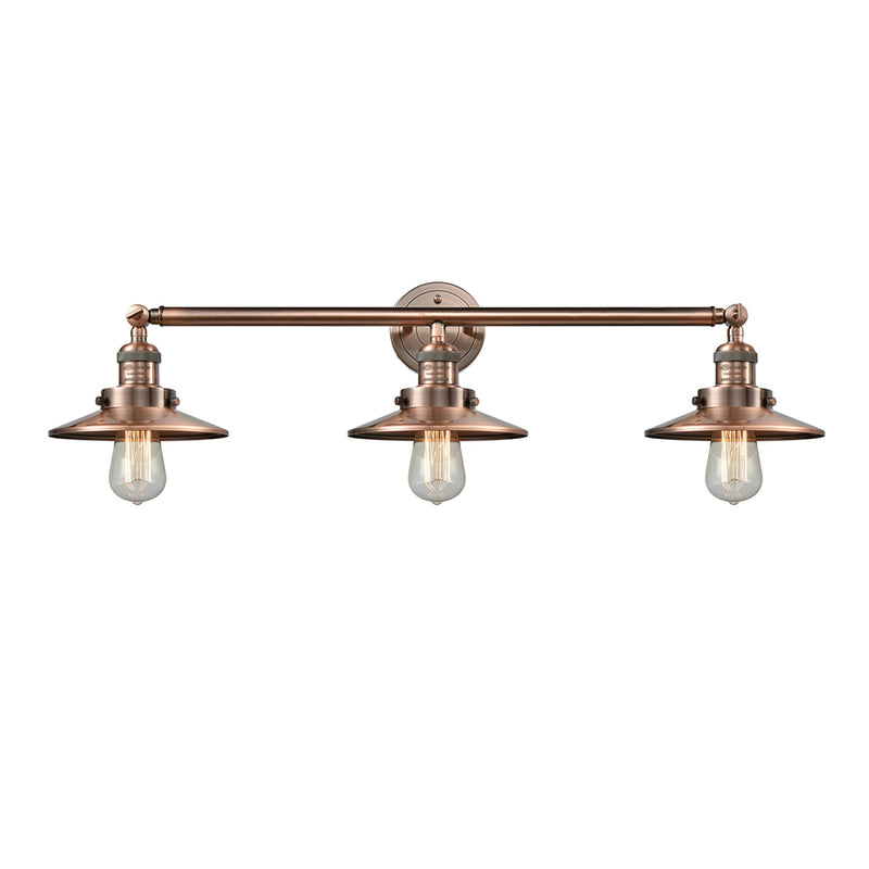 Railroad Bath Vanity Light shown in the Antique Copper finish with a Antique Copper shade