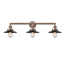 Railroad Bath Vanity Light shown in the Antique Copper finish with a Matte Black shade