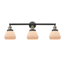 Fulton Bath Vanity Light shown in the Black Antique Brass finish with a Matte White shade