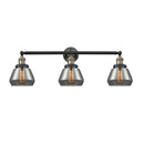 Fulton Bath Vanity Light shown in the Black Antique Brass finish with a Plated Smoke shade