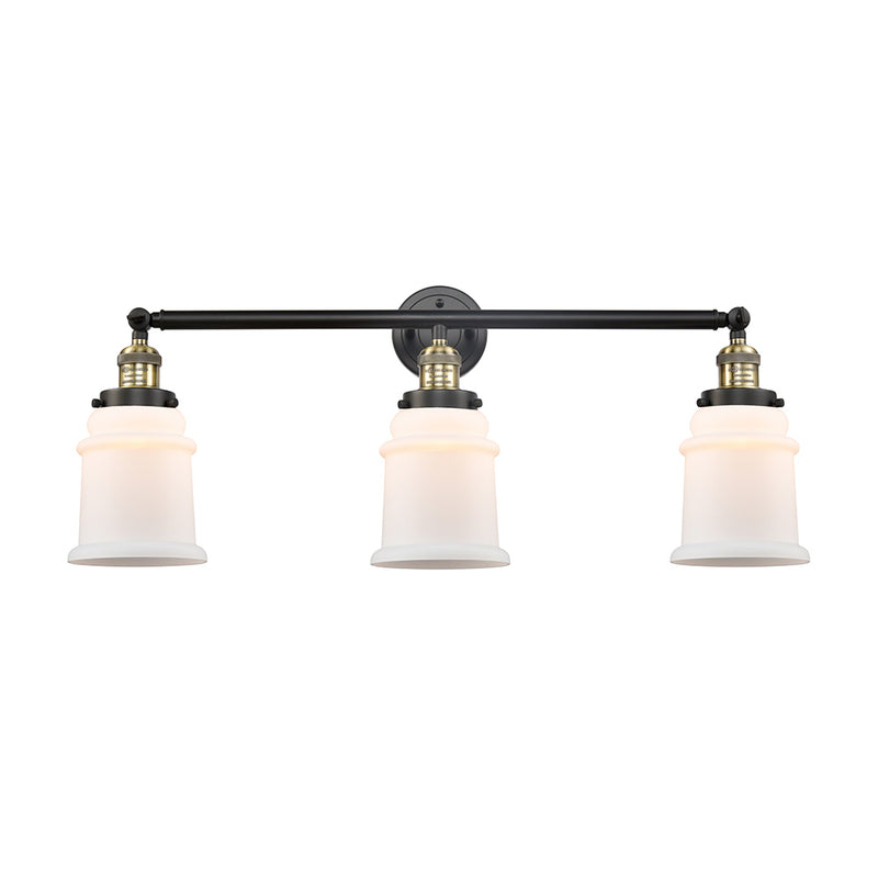 Canton Bath Vanity Light shown in the Black Antique Brass finish with a Matte White shade