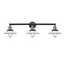 Halophane Bath Vanity Light shown in the Black Antique Brass finish with a Matte White Halophane shade