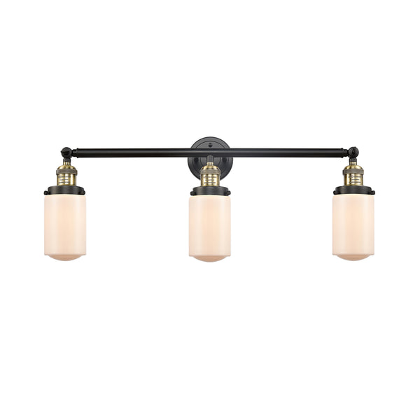 Dover Bath Vanity Light shown in the Black Antique Brass finish with a Matte White shade